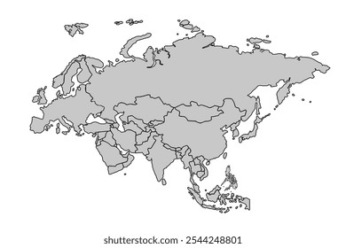 Asia map isolated on white background.for website layouts,background,education, precise,customizable,Travel worldwide,map silhouette backdrop,earth geography, political,reports.political map vector.