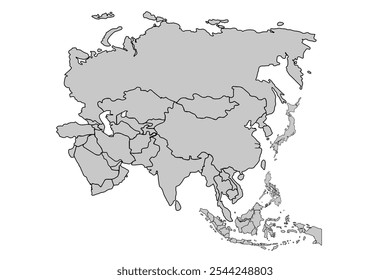 Asia map isolated on white background.for website layouts,background,education, precise,customizable,Travel worldwide,map silhouette backdrop,earth geography, political,reports.political map vector.