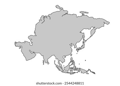 Asia map isolated on white background.for website layouts,background,education, precise,customizable,Travel worldwide,map silhouette backdrop,earth geography, political,reports.political map vector.