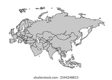 Asia map isolated on white background.for website layouts,background,education, precise,customizable,Travel worldwide,map silhouette backdrop,earth geography, political,reports.political map vector.