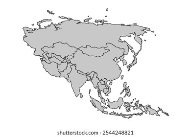 Asia map isolated on white background.for website layouts,background,education, precise,customizable,Travel worldwide,map silhouette backdrop,earth geography, political,reports.political map vector.