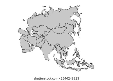 Asia map isolated on white background.for website layouts,background,education, precise,customizable,Travel worldwide,map silhouette backdrop,earth geography, political,reports.political map vector.