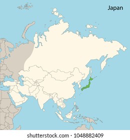 asia map, japan