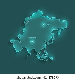 Asia map light neon vector