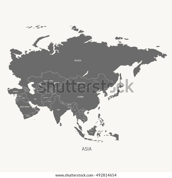 国名を持つアジアの地図 グレーイラストベクター画像 のベクター画像