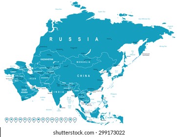 Asia Map With Labels Asia Map Navigation Labels Illustration Stock Vector (Royalty Free)  299173022 | Shutterstock