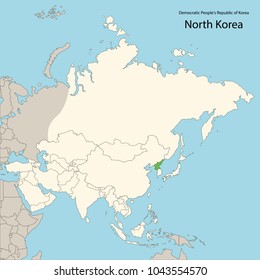 asia map, north korea