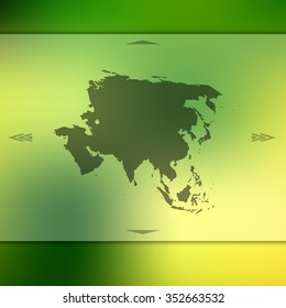 asia map on blur background with silhouette of vector