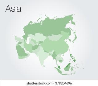 Mapa de Asia sobre el fondo vectorial