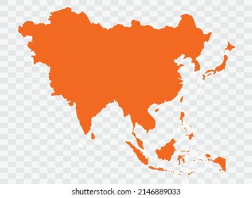 asia map color naranja en la ilustración de fondo blanco eps 10