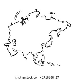 Esquema del mapa de Asia - continente forma nítido vector de estilo geométrico poligonal.