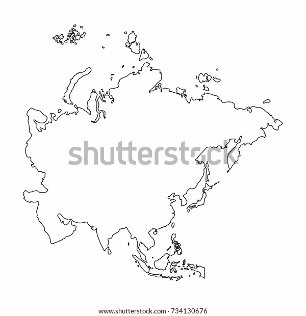 Asia Map Outline Graphic Freehand Drawing On White Background Vector Illustration 2931