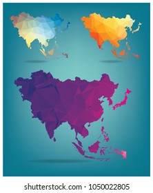 Asia Map Polygon triangle Geometry Collection, Vector EPS 10
