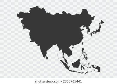 Asia Map Shadow Color on White Background quality files Png