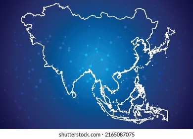 asia map Technology  with network connection background