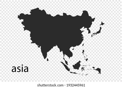 asia map vector, black color. isolated on transparent background