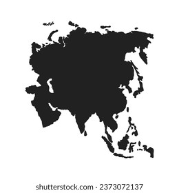 asia map vector, black color. isolated on white background
