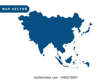 asia map vector, blue color . on white background. vector eps 10.