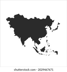 asia map vector, dark color.isolated on transparent background. 