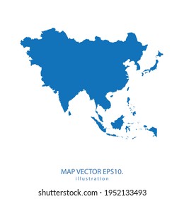 asia map vector EPS.10 blue color. on white background .