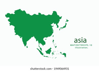 asia map. Vector eps10. green color. on white backgrounds.