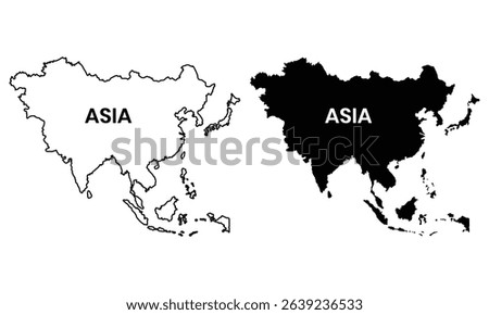 Asia map vector, icon design. Silhouette of Asia map symbol, logo  isolated on white background. Map vector illustration.