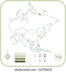 Asia Map, Vector illustration. 