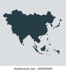 asia map vector, isolated on gray background