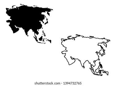 Asia map vector and Asia map outline vector