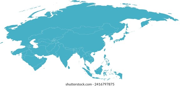 Asien-Karte-Vektorgrafik mit Russland in Asien Süd-Äquivalente Konische Projektion