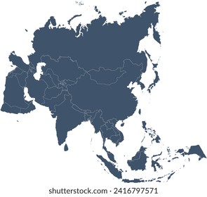 Asia map vector with Russia in WGS 1984 Lambert for Northern Asia-North Lambert Conformal Conic Projection