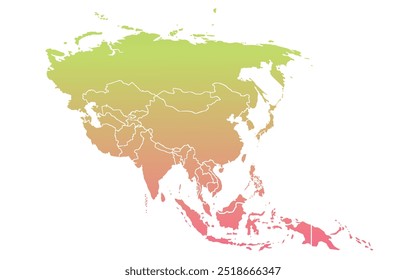 Asia map vector.Gradient Color.Travel worldwide, map silhouette, backdrop, earth geography, political,reports,city, infographic, political, concept, outline.