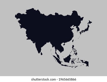 Asia map vector,Not isolated blue color on gray background