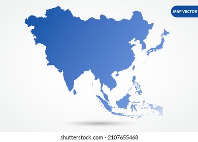 Asia Map - World Map International vector template with Blue gradient color isolated on white background for design, education, website, infographic - Vector illustration eps 10