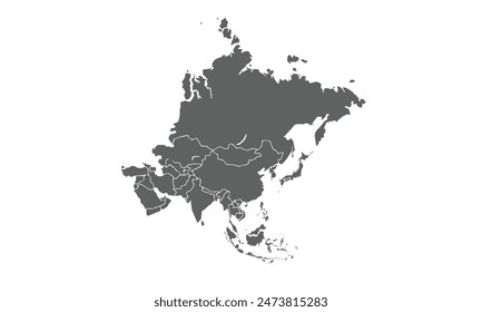 Asia map.isolated on white background. for website layouts, background, education, precise, customizable, Travel worldwide, map silhouette backdrop, earth geography, political, physical.