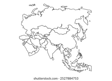 Asia Map.state contour outline silhouette map