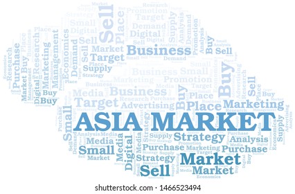 Asia Market word cloud. Vector made with text only