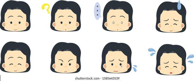 asia middle aged woman Facial expressions