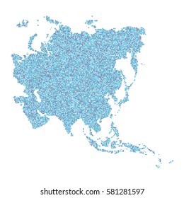 Asia and middle east map made from dot pattern