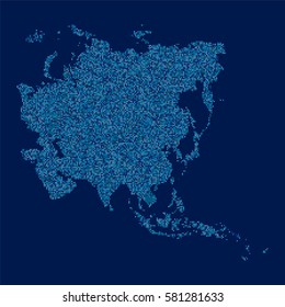 Asia and middle east map made from dot pattern