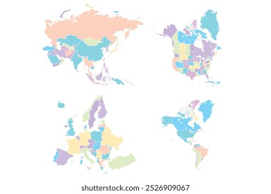 Asia and the Middle East North America, the United States, Canada and Mexico Europe, including Central and Eastern Europe South America and parts of Africa