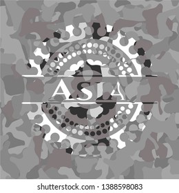 Asia on grey camouflaged pattern