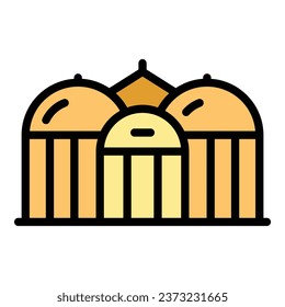 Asia opera house icon outline vector. City skyline. World monument color flat