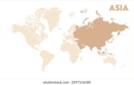 Asia outline in global map-09, Map of Asia, highlighted on the world map, Asia on the world map, Satellite view, Asia location on the globe.