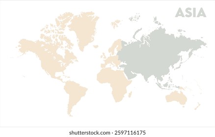 Asia outline in global map-13, Map of Asia, highlighted on the world map, Asia on the world map, Satellite view, Asia location on the globe.