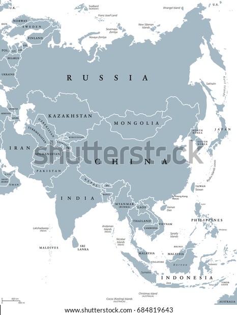 Asia Political Map Borders Countries Largest Stock Vector (Royalty Free ...