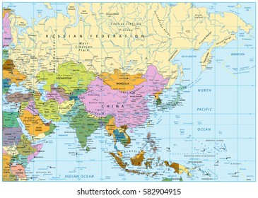 Asia Political Map Images, Stock Photos & Vectors | Shutterstock