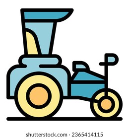 Asia rickshaw icon outline vector. Trishaw bike. Indian tuk color flat