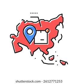 asia shipment tracking color icon vector. asia shipment tracking sign. isolated symbol illustration