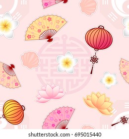 Asia  signs and symbols seamless pattern